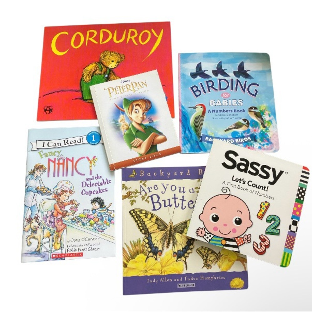 Lot of Baby Books (6): Corduroy, Birding for Babies, Fancy Nancy, Peter Pan etc